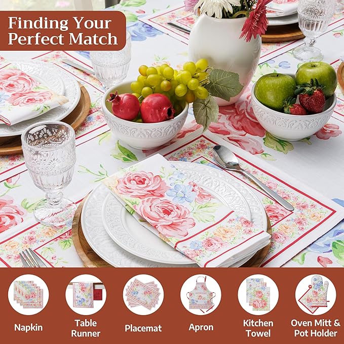Maison d' Hermine Table Cloth Rectangle Table 100% Cotton 60 x 108 Inches Tablecloth Reusable Decorative for Dining Room Farmhouse Home Valentines Day Decorations Spring Summer - Vintage Floral