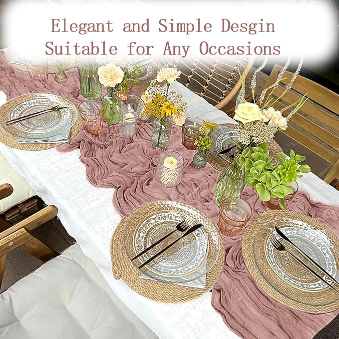 8 Pack Dusty Pink Cheesecloth Table Runner 20 x 120 inch Gauze Table Runners 10 - Image 5
