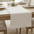 Dining Table Runner with Decorative Stitch at Edge Cotton Short Dresser Scarf by OveeshaHomeDecor