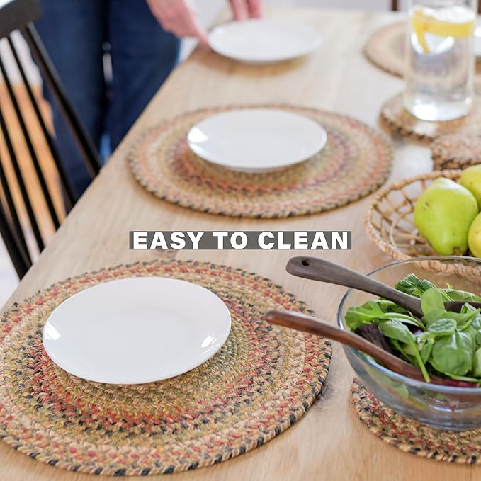 Homespice Kingston Braided Oval Table Runner, Warm Country Decor, Multicolor 11x36 - Jute Dining Table Accessories - Rich Colors, Easy to Clean, Durable and Protects Furniture