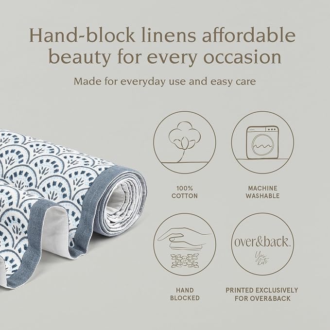 Over&Back 18x108 Hand-Blocked Printed Cotton Table Runner - Image 2