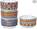 vancasso 36 oz Ceramic Bowls with Lids Set of 4, 6 Inch Food Storage Containers & Prep Bowls for Leftovers, Soup, Cereal, Meal Prep, Office Lunch, Microwave & Dishwasher Safe, Series SIMI