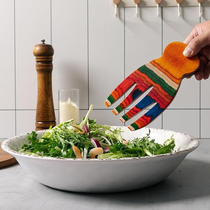 2 Pcs Salad Hands, Pakkawood Salad Tongs - Image 2