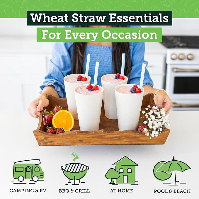 Grow Forward Premium Wheat Straw Cups - 20 oz Unbreakable BPA Free Hard Plastic - Image 2