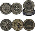 Black Viking Magical Runic Runes Leather Drinks Coasters by Unknown