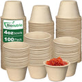4 oz Small Paper Bowls, 100 Pack Compostable Natural | Biodegradable Natural by HOME