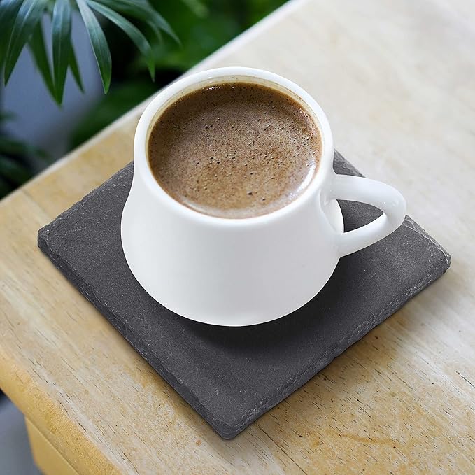 Custom Sohag Square Slate Coasters Set of 100, Personalized Bulk Pack - Table Decor, Kitchen Decor, Wedding Favors - Black