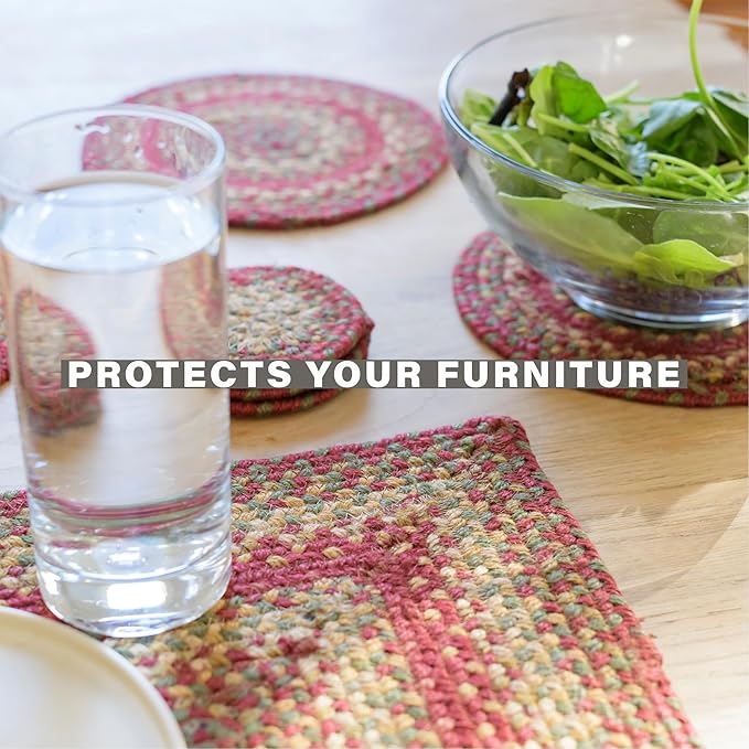 Homespice Cider Barn Dining Placemats, Warm Country Rustic Decor, Set of 6, Red - 13x19 Rectangle Table Mats - Vibrant Colors, Durable, Easy to Clean and Protects Furniture