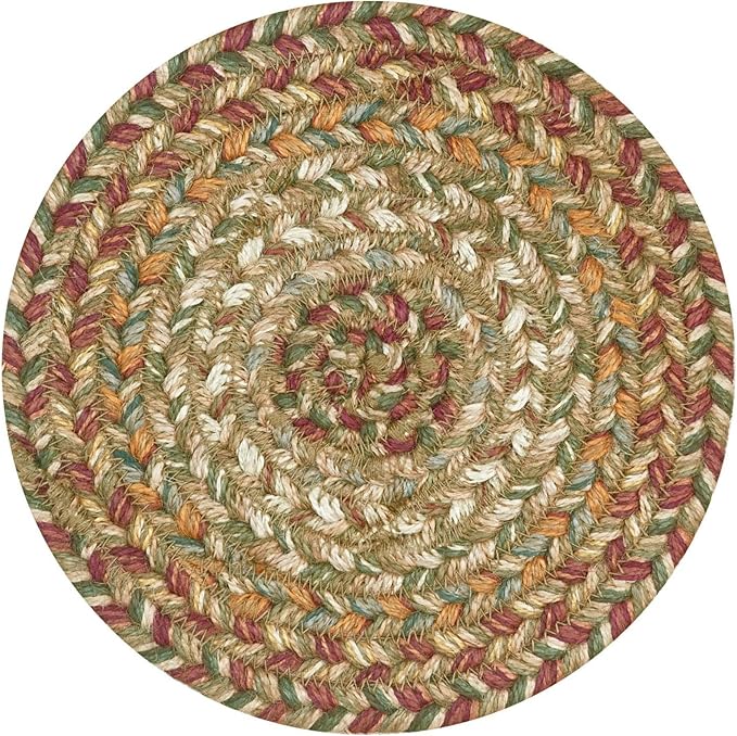 Homespice Harvest Jute Braided Trivets for Table, Warm Country Decor, Set of 3, Multicolor 8" Round Heat Resistant Mats - Rich Colors, Easy to Clean, Durable and Protects Furniture