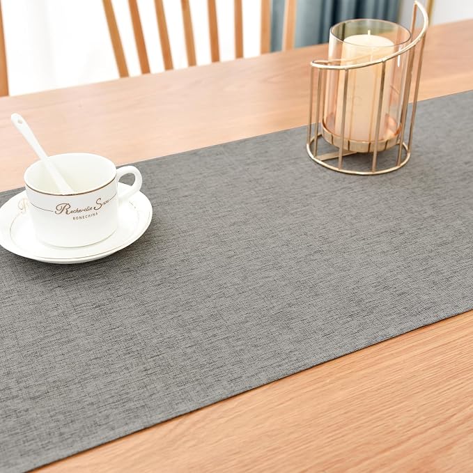 Faux Linen Small Table Runner Water Resistant 13 x 36 in, Coffee Table Runner - Image 7