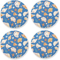 Seashells Different Shapes and Starfish Aesthetic Coaster 4 Pcs Corkboard by KLL