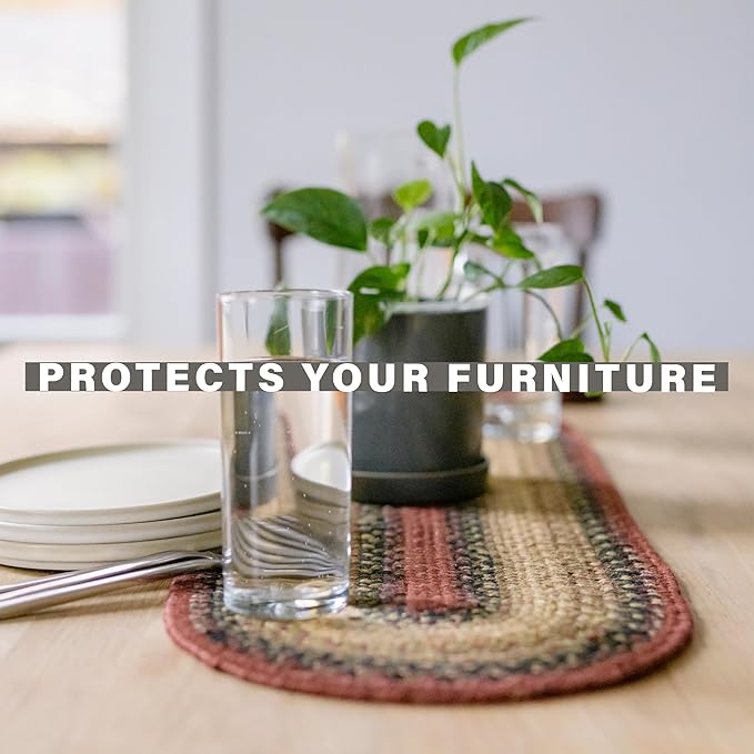 Homespice Highland Jute Braided Long Table Runner, Country Cabin Decor, Multicolor Rectangle 11x36 - Rich Colors, Easy to Clean, Durable and Protects Furniture