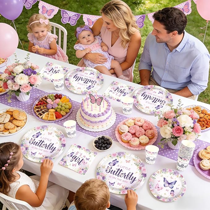 250 Pcs Butterfly Baby Shower Decorations, Serves 50 | A Little Butterfly is on - Image 7