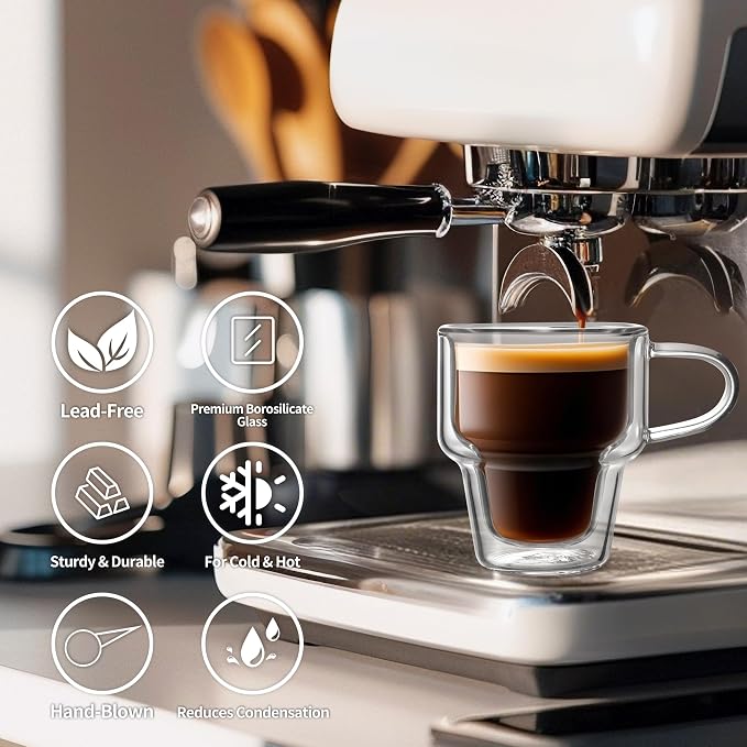 NIRA.Z 4 Pack Double Wall Glass Coffee Mugs 10 OZ Insulated Espresso Cups - Image 4