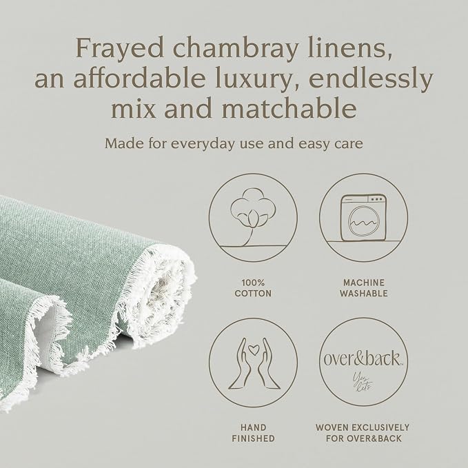 Over&Back 18x90 Woven Frayed Chambray Cotton Table Runner - Image 2