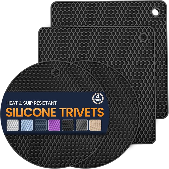 Silicone Trivet Mats 4 Heat Resistant Pot Holders Multipurpose Non-Slip Hot Pads by Unknown