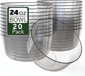 Trendables Plastic Bowls Disposable Bowls 24 Oz Bowl Set Of 20 Clear Black Rimmed Fancy Plastic Serving Dishes Perfect for Parties and Events Disposable Candy Bowl