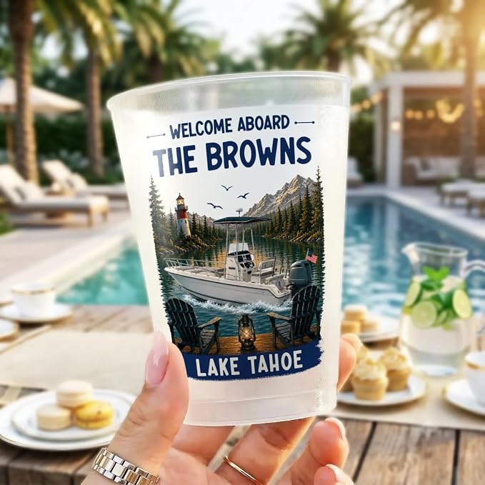 Custom Boating Party Cups, Personalized Summer Vacation And Travel Gifts - Image 3