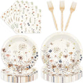 96 Pcs Wildflower Party Decorations, Floral Tableware Set | Serves 24 guests by EoBeCy