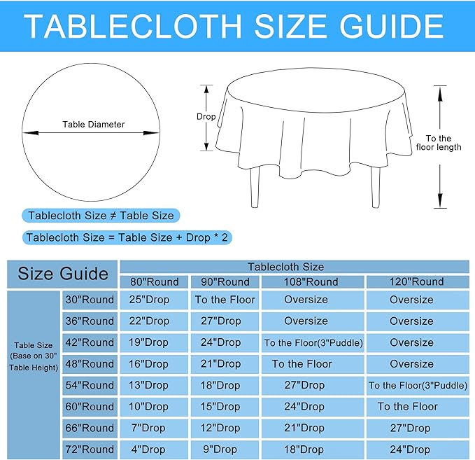 Hiasan Round Linen Tablecloth 90 Inch - Wrinkle and Stain Resistant Washable Polyester Fabric Table Cloth for Dining Room Kitchen Party, Black