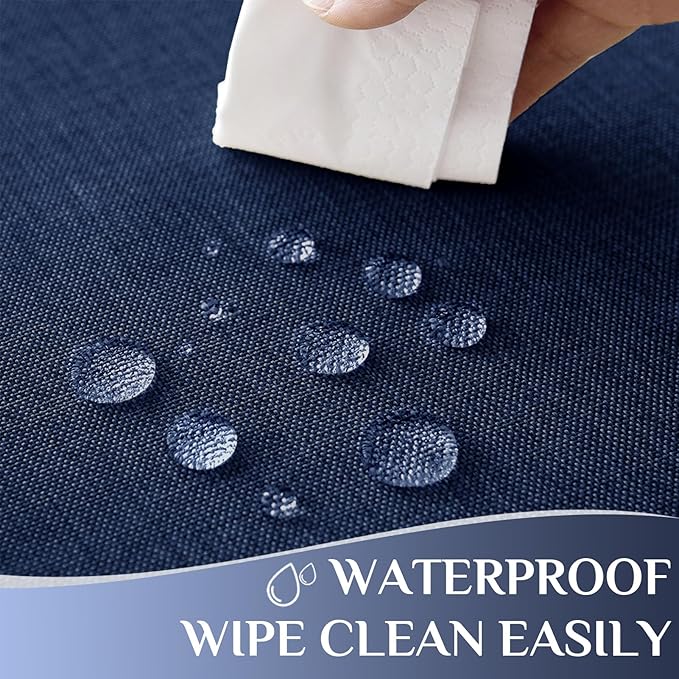 Softalker Rectangular Table Cloth 60x120 inch Navy Blue Linen Textured Tablecloth Outdoor Waterproof, Stain and Wrinkle Resistant, Extra Lang Table Cloths for 6/8 Foot Rectangle Tables Decor Garden