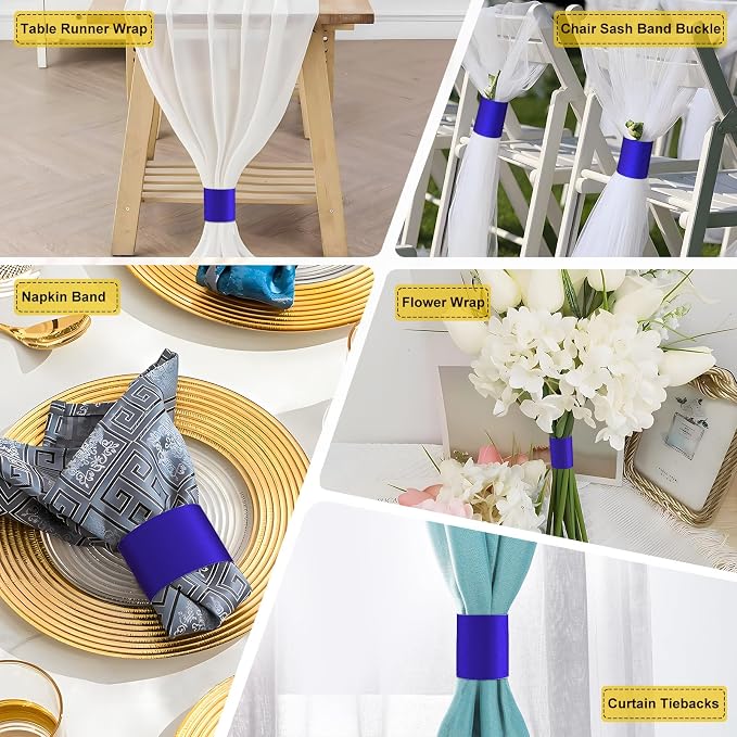Holiday Parties Napkin Rings Set of 100, 2 Colors in 1 Reusable Adjustable - Image 2