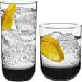Libbey Polaris Tumbler and Rocks Glass Cups Set, Smoke Hue Mixed Drink Glasses with Straight Lines, Lead-Free, Drinkware Set of 16 for all Beverages