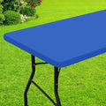 Smiry Rectangle Picnic Table Cloth, Waterproof Elastic Fitted Tablecloths for 5 Foot Tables, Washable Polyester Table Cover for Camping, Indoor and Outdoor (Blue, 30"x60")