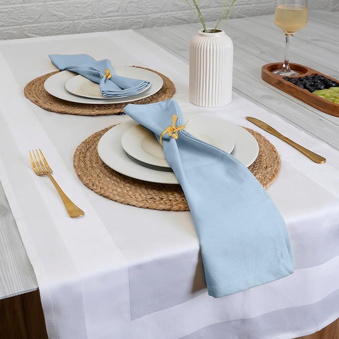 Blue Needles Solid Cloth Napkins Set of 6 Ice Blue 100% Cotton Dinner Napkins 18x18 inches - Soft, Reusable, Absorbent & Washable Linen, Ideal for Christmas Events, Parties & Everyday Use