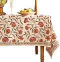 ISAENNE Designer French Extra Long Rectangular Tablecloth,Linen Orange Floral Pattern Indoor Table Cloth,Wrinkle Resistant Decor Table Cloth for Dining Thanksgiving Kitchen,67"*118"-Alvarado D