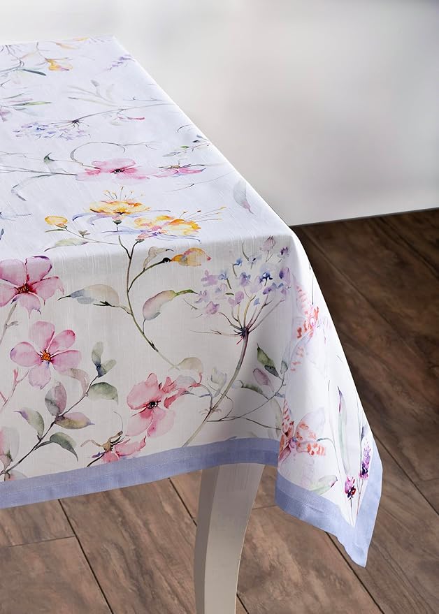 Maison d' Hermine Table Cloth Square Table 100% Cotton 60 x 60 Inches Tablecloth Reusable Decorative for Dining Room Farmhouse Home Valentines Day Decorations Spring Summer - Summer Floral