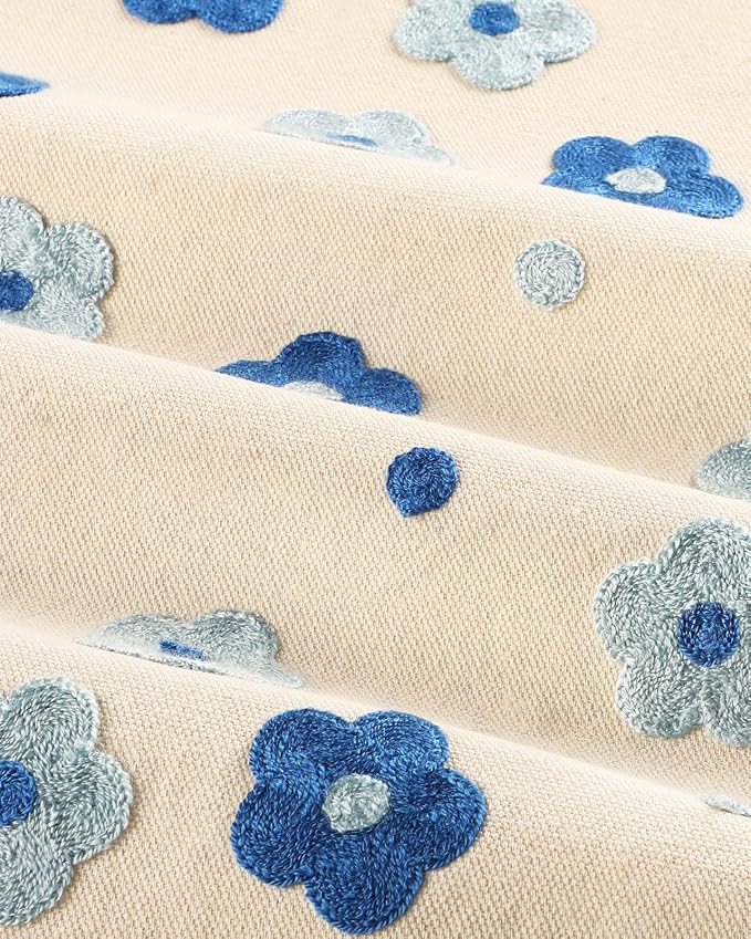 Embroidered Canvas 13"x 72" Narrow Table Runner, Speedwell | Exquisite - Image 3