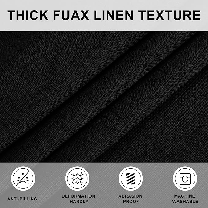 Hiasan Round Linen Tablecloth 30 Inch - Wrinkle and Stain Resistant Washable Polyester Fabric Table Cloth for Dining Room Kitchen Party, Black