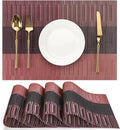 Placemats Set of 4, Vinyl Woven Place Mats Indoor Set of 4 Washable Wipeable PVC Table Mats Heat-Resistant Non Slip Plastic Placemat for Kitchen Dining Outdoor Table (Purple Red, Set of 4)