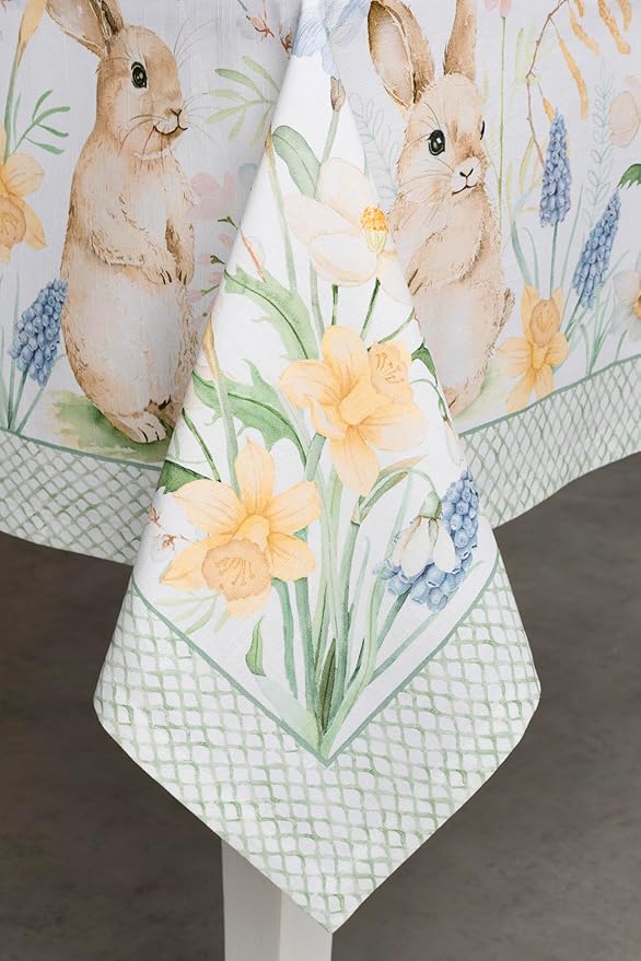 Maison d' Hermine Table Cloth Square Table 100% Cotton 54 x 54 Inches Tablecloth Reusable Decorative for Dining Room Farmhouse Home Valentines Day Decorations Spring Summer - Easter Dew