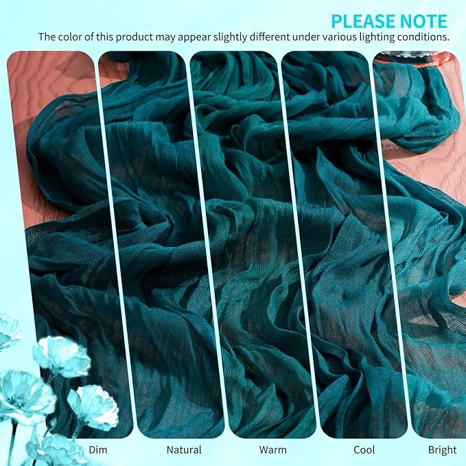 4 Pack Cheesecloth Table Runner 10FT Teal Table Runner Boho Gauze Cheese Cloth - Image 7