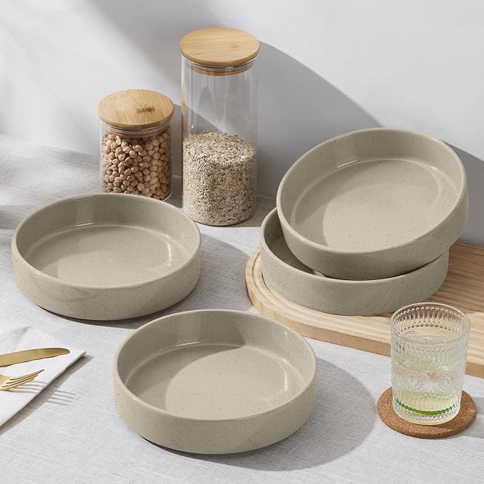 E-far Pasta Bowls Set of 4, 35oz Ceramic Large Salad Bowl Plates - Image 5