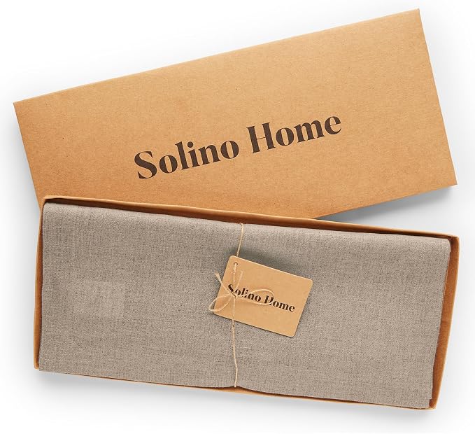 Solino Home 100% Pure Linen Table Runner Natural Long, Fete 14 x 120 in | Table - Image 5