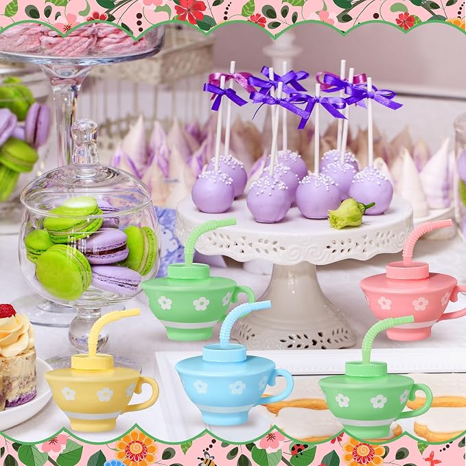 Zhehao 24 Pieces Plastic Kids Party Tea Cups - Image 4