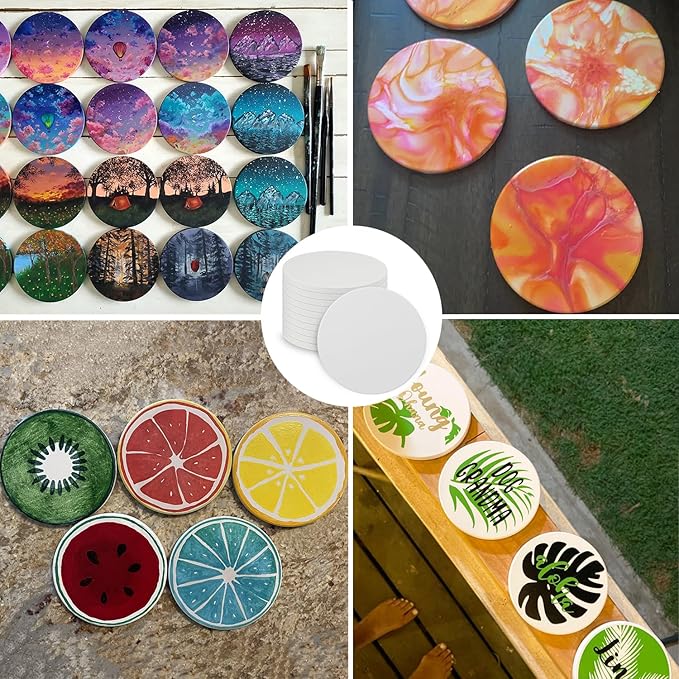 30 Pieces 4 Inch Round Blank Ceramic Coasters, Unglazed Ceramic Tiles Coasters - Image 6