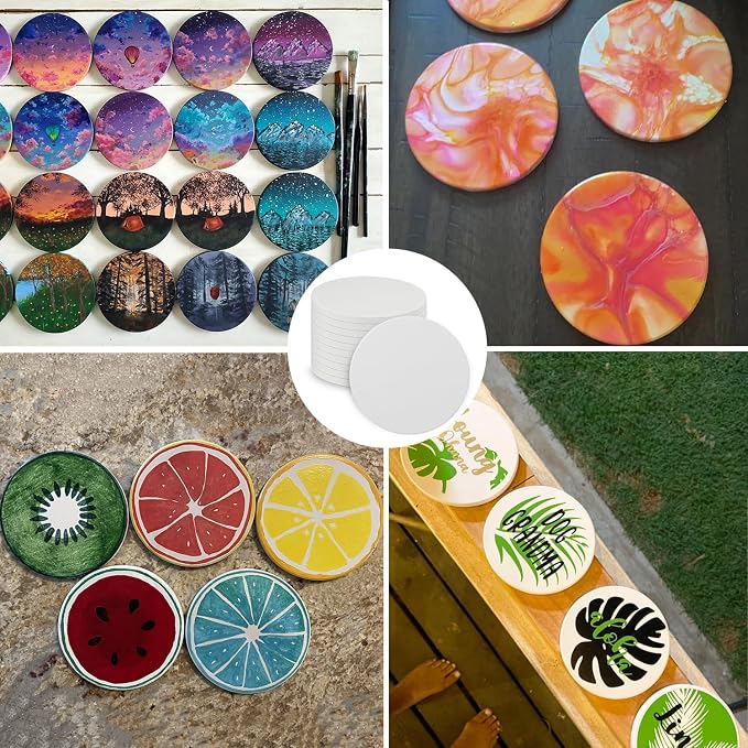 40 Pieces 4 Inch Round Blank Ceramic Coasters, Unglazed Ceramic Tiles Coasters - Image 6