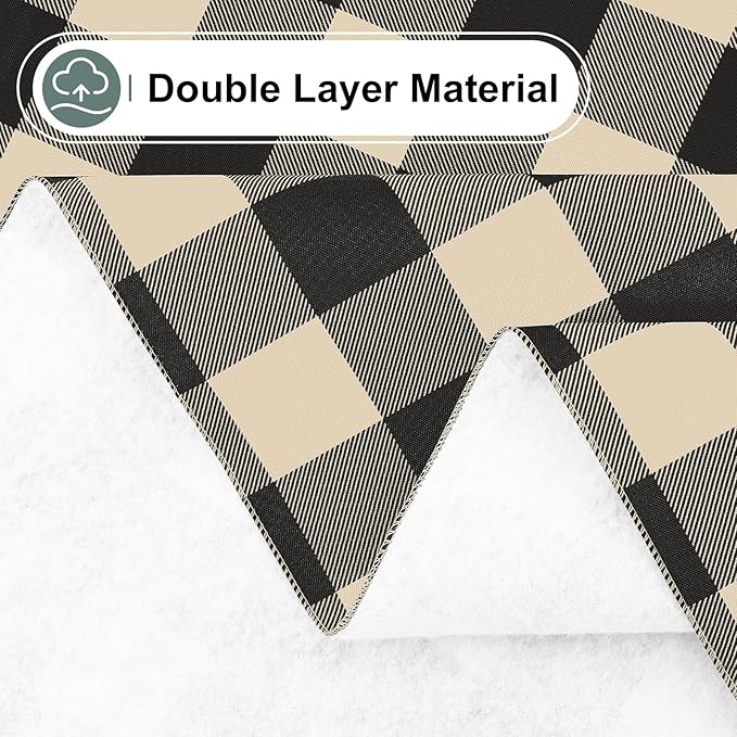 misaya Rectangle Waterproof Vinyl Table Cloth, Buffalo Flannel Backed Tablecloth, Wipeable Plastic Table Cover for Dinner, Kitchen, Outdoor (60" x 102", Black and Beige)