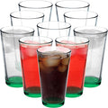 DISCOUNT PROMOS Beer Pint Glasses 16 oz. Set of 10, Bulk Pack - Heavy Duty Glassware for Restaurant, Thick Base and Walls, Stackable - Green