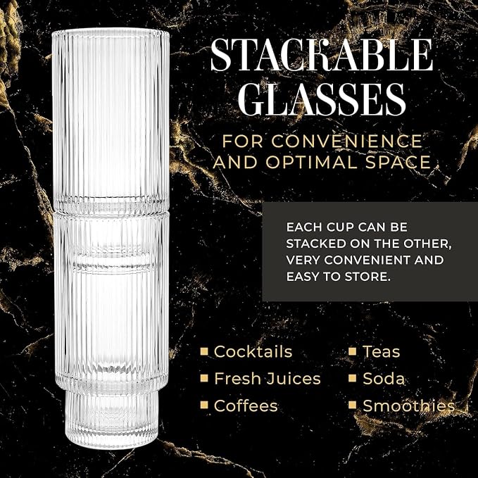 Kitchen Lux Ribbed Drinking Glasses - Image 3