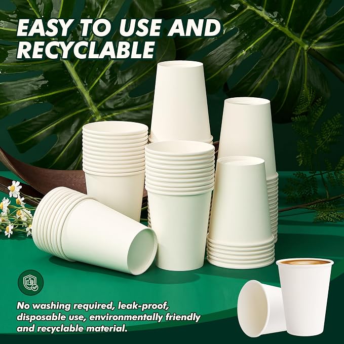 12 oz Paper Coffee Cups 1000 Pack Disposable Hot Coffee Cup 12oz White To Go - Image 5