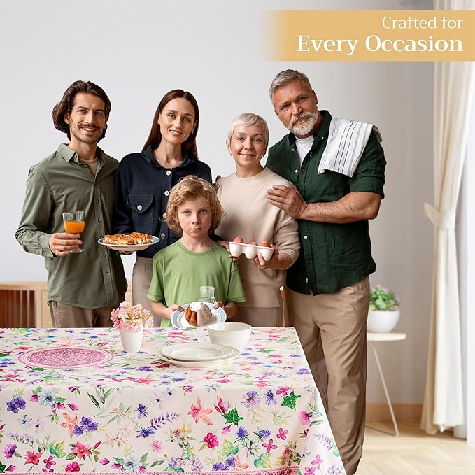 Maison d' Hermine Table Cloth Rectangle Table 100% Cotton 70 x 120 Inches Tablecloth Reusable Decorative for Dining Room Farmhouse Home Valentines Day Decorations Spring Summer - Chardon