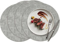 15 inch Faux Leather Round Placemats Set of 4 Non-Slip Washable Wipeable Table Mats, Heat Resistant Waterproof Oilproof Place Mats for Kitchen, Dining, Party, Indoor, Outdoor Beige