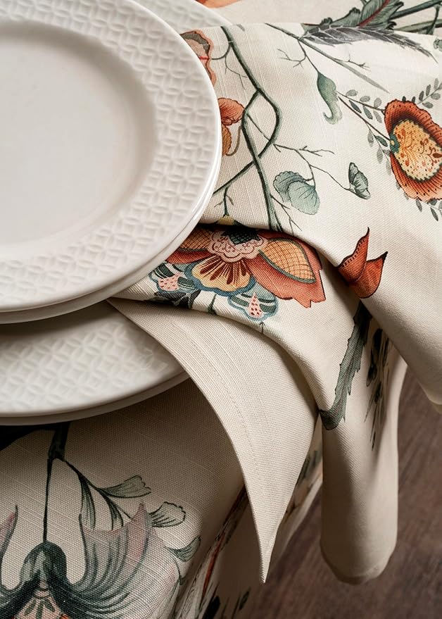 Maison d' Hermine Cloth Napkins Set of 4 100% Cotton for Thanksgiving Christmas Decorations Everyday Reusable Square Fall Napkins Cloth Washable Dinner Party (Dalida, 20"x20")