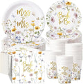 Pickmesh 250 Pcs Wildflower Bridal Shower Decorations Floral Miss to Mrs Plates by Pickmesh