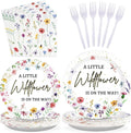 96PCS Wildflower Baby Shower Decorations Little Wildflowers Party Plates by Grencian